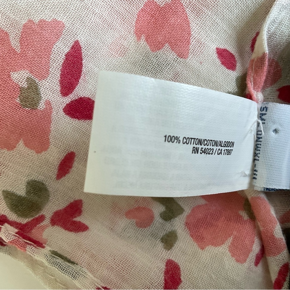 Old Navy Scarf Wrap Floral Cotton Boho Cottagecore Lightweight Neutral Romantic - Picture 6 of 7